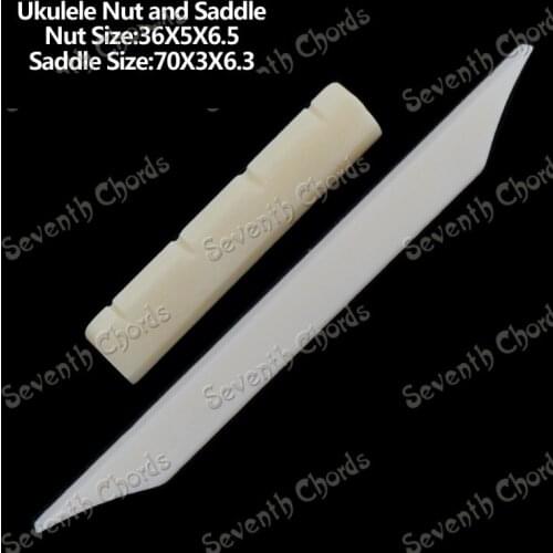 2 Pcs Bone 4 String Ukulele Guitar Nut (Size 36 x 5 x 6.5mm) or Bridge Saddle (Size 70 x 3 x 6.3mm)