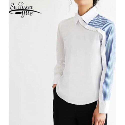 2021 Spring New Casual Slim Women Blouses Long Sleeve Women Tops Turn-down Collar Striped Women Clothing Elegant Women Shirts