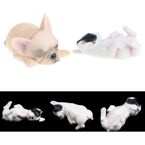2x Sleeping Little French Bulldog Dog Animals Action Figure Pet Dog Wild/Farm Animal Models Educational Nature Toy