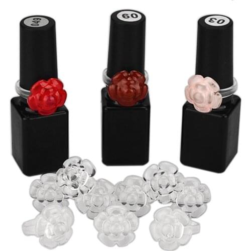 50Pcs Rose Flower Shape Nail Varnish Gel Polish Bottle Showing Display Ring Rose Shape Nail Art Tool Nail Polish Display Ring