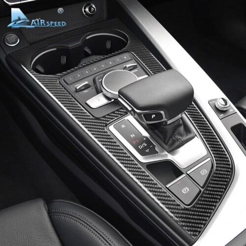 AIRSPEED LHD for Audi A4 B9 A5 2017 2018 2019 2020 Accessories Carbon Fiber Car Gear Shift Panel Cover Sticker Interior Trim