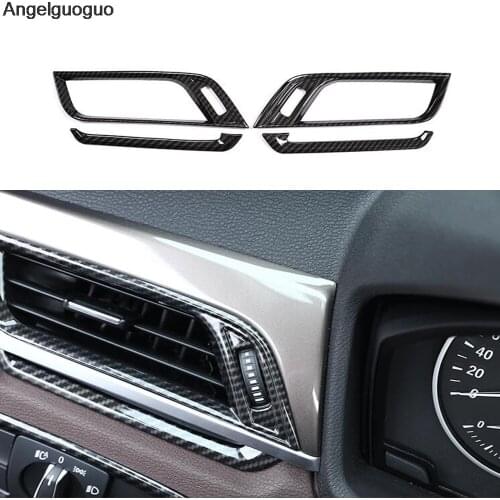 Angelguoguo Carbon fiber style for BMW X1 F48 2016-2017 Car Air Conditioner Outlet Frame Decorative Cover Trim