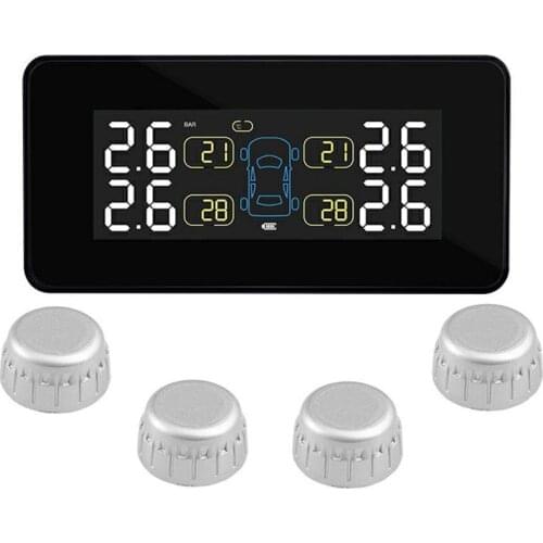 T812 Wireless Tire Pressure Monitoring System Sensor Solar Car Security Smart Tyre Control 4 Wheels USB Built-in Lithium Battery