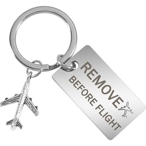 Remove before flight keychain key holder for Aviation Gifts 1PC Metal keychain Engraved key Fobs Special Key Tag keyring Llavero