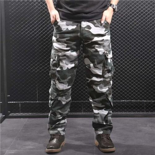 Mens Cargo Pants Men Casual Camo Multi Pockets Military Tactical Pants Hip Hop Joggers Streetwear Pantalon Homme