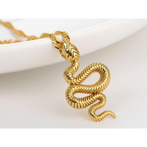 Snake Pendant Necklace For Women Girls Stainless Steel Gold Chain Collier Bijoux Femme 2020 Fashion Birthday Gift Unique Jewelry