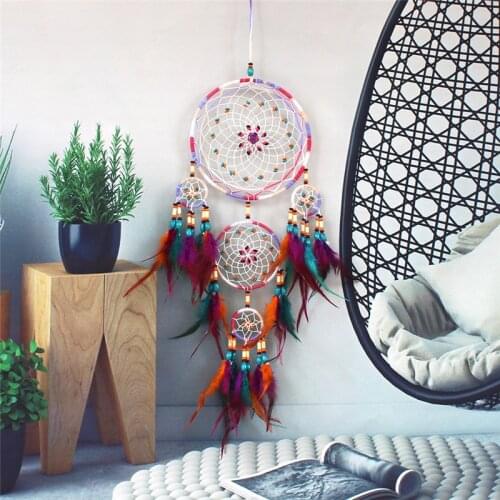 Colorful Creative Tapestry Wall Hanging Ornament Decor For Living Room Background Hand Made Feather Home Dreamcatcher Tapestries