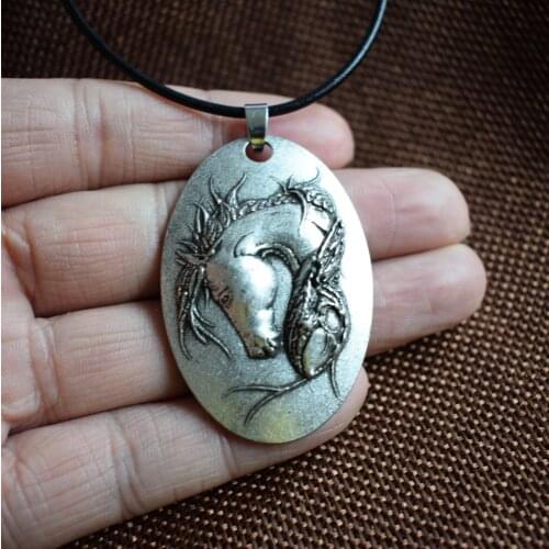 Long hair Horse Jewelry necklace mens necklace.mens jewelry horse pendant 10pcs SanLan