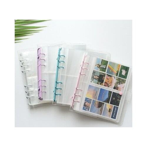 Color clip transparent glittering 6-hole loose-leaf plug-in photo album 3 inch 5 inch photo album album