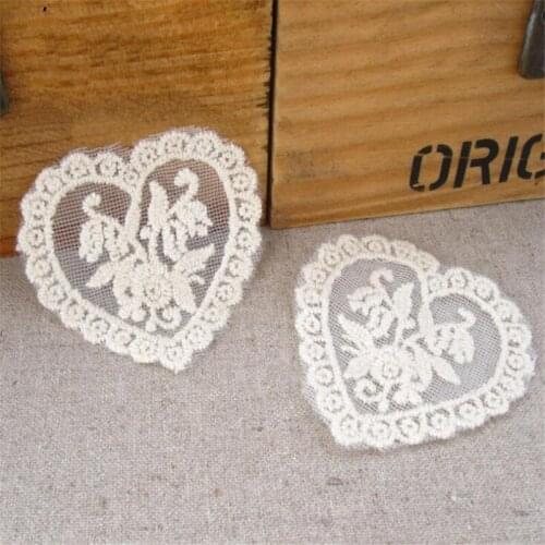 5cm rose flower cotton embroidered lace Patches mesh hearts patch handmade craft garments accessories CX80