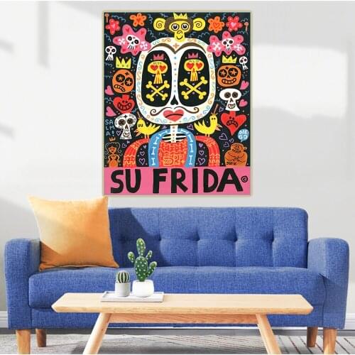 Citon Jorge Gutierrez《Su Frida》Canvas Art Oil Painting Famous Artwork Poster Picture Wall Decor Home Living room Decoration