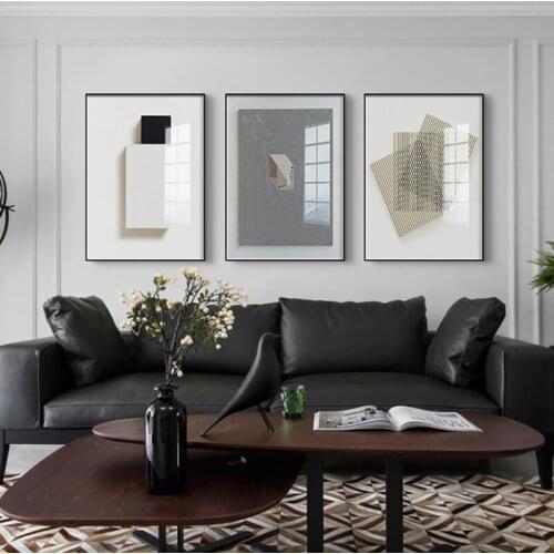 Canvas Print Art Minimalist Modern Abstract Geometric Color Block Black and White Lines Nordic Decorative Painting Porch Posters