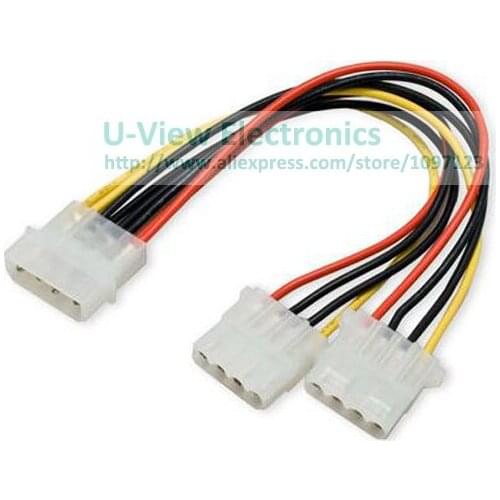 IDE 4Pin Male to Dual IDE Female Y Splitter Hard Disk Power Supply Extension Cable About 10CM/Free Shipping/2PCS