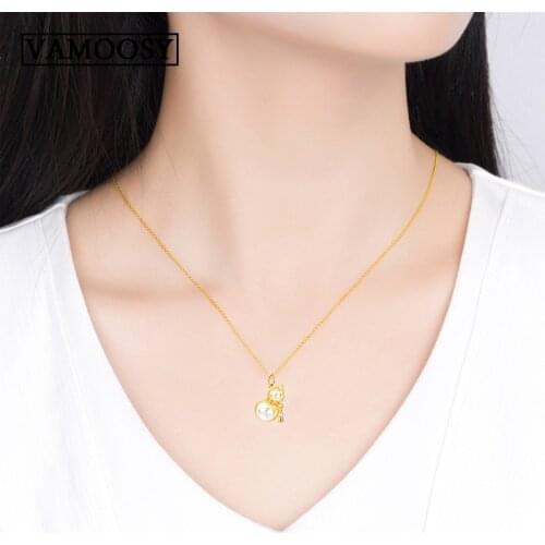 Fine 100% 24K Gold Necklaces for Women 2018 Statement Pearl Necklace Gourd Pendant Collar Bohemian Chocker Female Jewelry