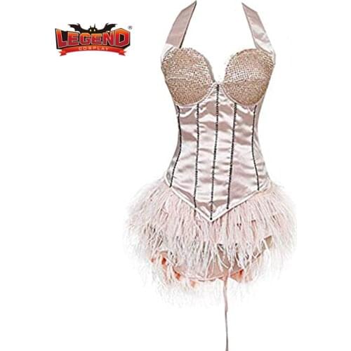 Cosplay legend Burlesque Costume Dress Women Pink Showgirl Saloon Girl Burlesque Sexy Dress Custom Made H001