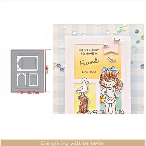 Metal Cutting Dies Hollowed Label Square Frame POP UP Cards Stencils New Template For Scrapbook Craft Decorate Album Photos Die