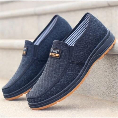 Canvas shoes spring and autumn new solid color sewing line casual fashion mens father shoes flat bottom soft soles tendon soles