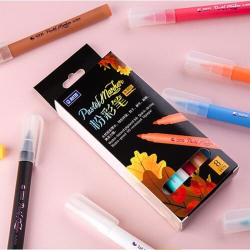 STA Gouache Marker Pens 8 Colors Hand Account DIY Black Greeting Card Drawing On Paper Ceramic Glass Plastic Scrapbooking
