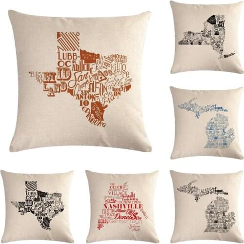 Letter Map Print Cushion Covers 45*45cm Tulip Design Gifts Home Bedroom Couch Decoration Pillowcase