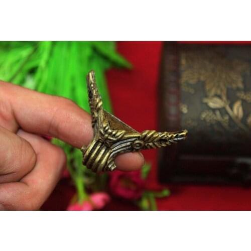 Antique Alloy Cover Jewelry Gift Box Wood Case Decor Carving Corner Protector,Wing Legs,Bronze Tone,57*27mm,12Pcs