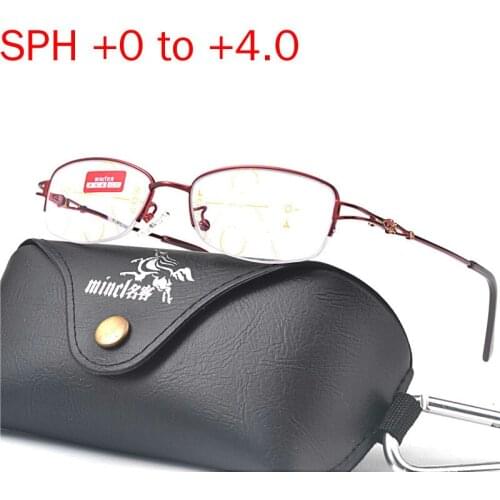 Female Red Progressive Reading Glasses Fashion Men and Women Color Multi-focus Graduation Hyperopia Presbyopia Glasses UV400 NX