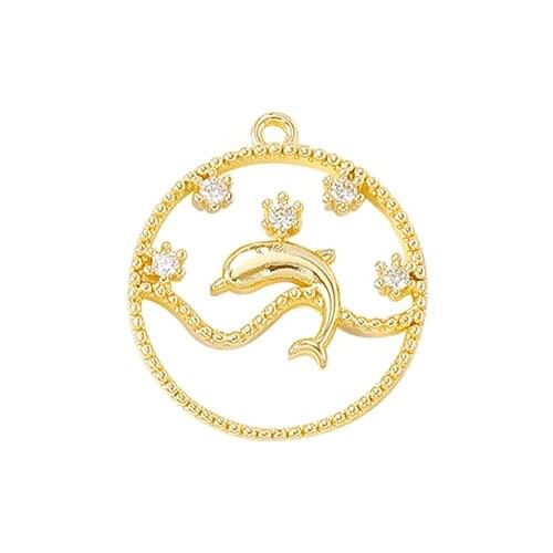 Factory wholesale Gold Color Brass and Zircon Dolphin Charms Pendants Necklace and Bracelet Earring Diy Jewelry Accessories