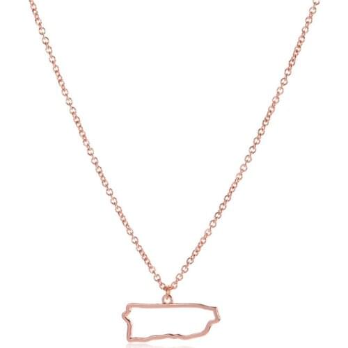 Tiny North America Caribbean Puerto Rico Map Necklace Outline Country State City Island Puerto Rican Continent Chain Necklaces