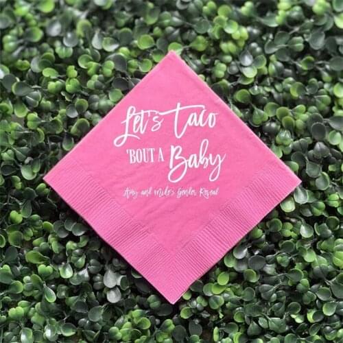 Personalize Let' Taco 'Bout a Baby - Fiesta Baby Shower Napkins, Fiesta Baby Shower, Gender Reveal Napkins, Taco Baby Shower