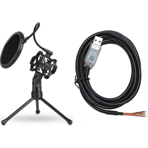 1 Pcs Wire End,USB-Rs485-We-1800-Bt Cable,USB To Rs485 Serial& 1 Pcs Microphone Shock Mount Studio Desktop Tripod Stand