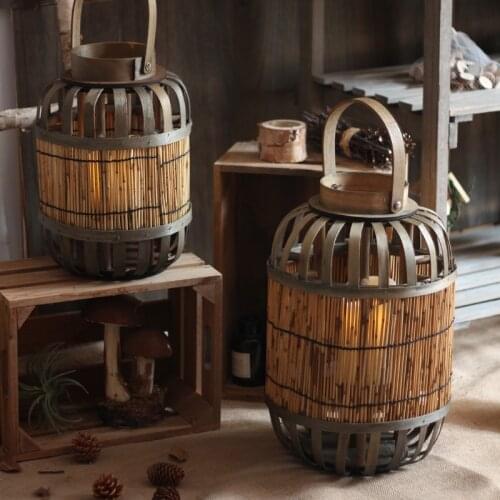Japanese Straw Candle Holder Windproof Hurricane Lantern Woven Garden Outdoors Ornaments Retro Bougeoir Home Decoration ED50ZT