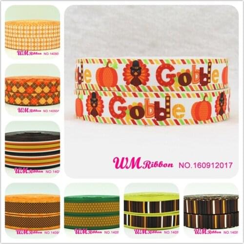 Q&N ribbon 7/8inch 22mm Thanksgiving Halloween "Turkey" Printed grosgrain ribbon 50yds/roll free shipping for hair bow headband