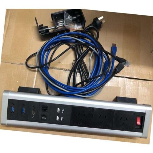 Triangle Multipurpose Desktop Clamp Electric Socket: 3 AU outlet plugs, 2 USB charger Port, 2 USB, 1 HDMI, 1 switch, 1 NET+TEL