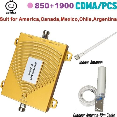 ZQTMAX 850 1900 cdma pcs 2G 3G 4G Smartphone cellular signal amplifier gsm mobile signal booster lte umts repeater + antenna