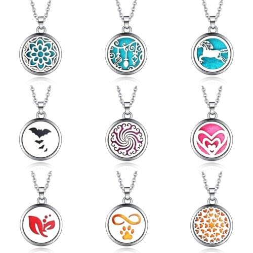 Vintage Aroma Pendant Necklace Perfume Essential Oil Diffuser Open Locket Stainless Steel Aromatherapy Jewelry