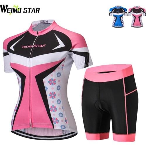 WEIMOSTAR Cycling Jersey Sets Breathable Cycling Clothing MTB Road Mountain Bicycle Bike Wear Womens Short Sleeve Shorts Suit