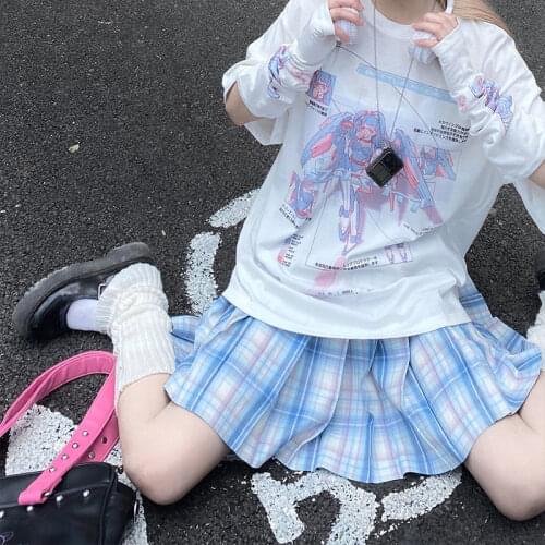 Japanese summer anime y2k casual gothic tees hip-hop Kawaii letter Ulzzang casual oversized t-shirt crop tops Harajuku T-shirt