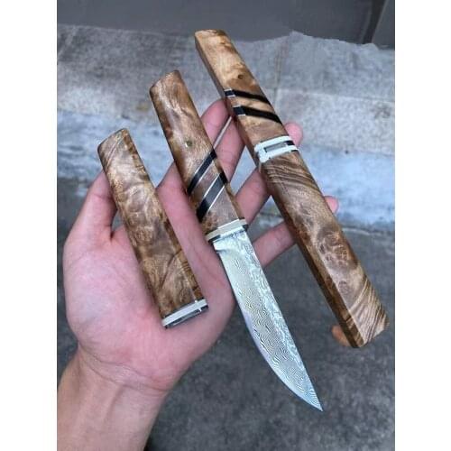 VG10 Damascus steel Japanese knife 60HRC vacuum heat treatment sharp camping hunting knife series (Samurai style)