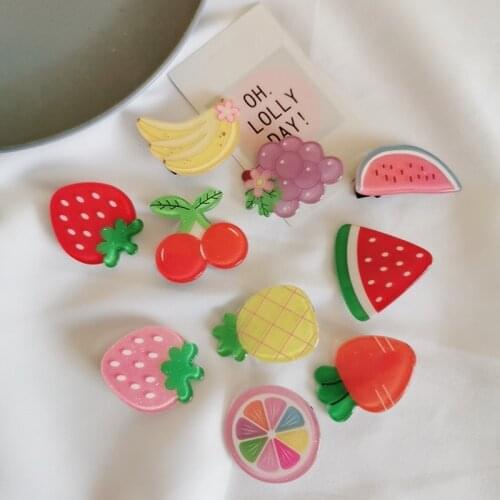Girls Acrylic Fruit Hairpins Ins Fashion Cute Seaside Clip Hairpin Korean Design Hair Clip Barrette Hair Styling Accessories