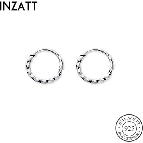 INZATT Real 925 Sterling Silver Minimalist Round Hoop Earrings For Fashion Women Party Fine Jewelry Geometry Accessories Gift