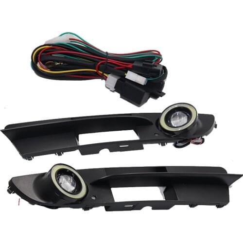 1pair Front Bumper Fog Light Cover Grille Convex mirror Fog Light Lamp Set Fit Daytime Running for BMW 5 Series E46 2004-2007