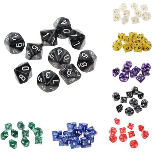 10Pcs Multi-sided Solid Color TRPG Game D10 Polyhedral Dice Party Props Gift