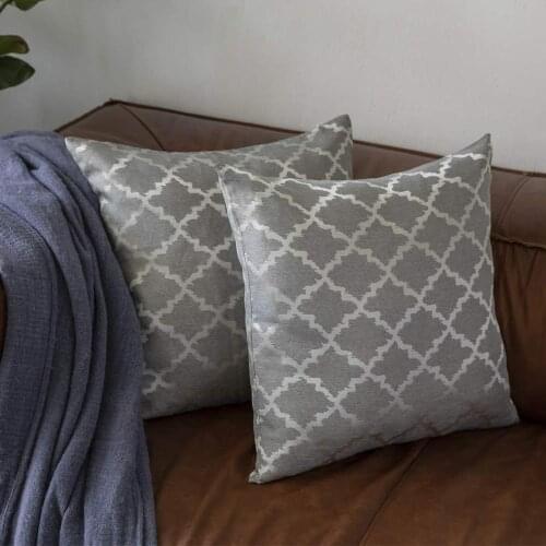 2 Packs Grey Cushion Covers 45X45 for Sofa Couch Bed Jacquard Throw Pillows Covers For Bedroom House Home Decor Pillowcase50x50
