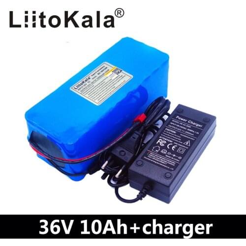 LiitoKala New 36v 10ah lithium battery pack 18650 li ion 42V 10000mAh 10s4p large capacity bms electric bicycle charger 2ah
