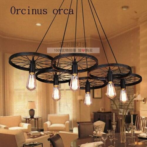 American Restaurant Cafe Bar Iron Lamp Retro chandelier creative clothing wheel free shipping