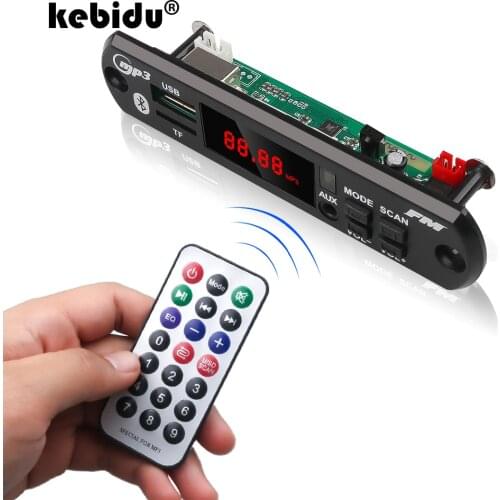 Kebidu 5V 12V Car Bluetooth MP3 WMA USB/SD/FM/AUX Decoder Board Plate Audio Module Automobile Car MP3 Speaker Color screen