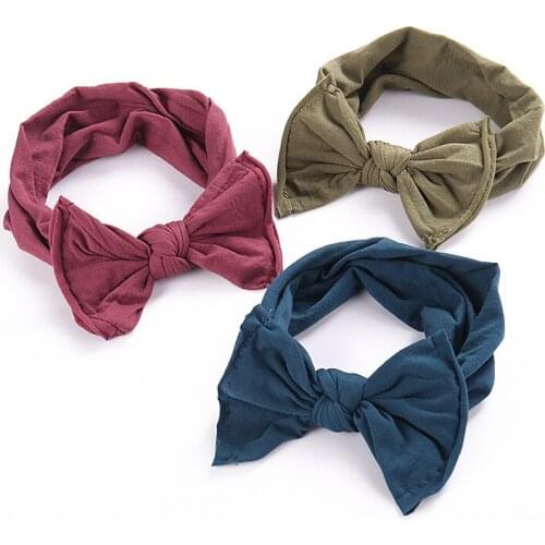 Knot Bow Nylon Headbands , One size fits most Wide Nylon Headwraps 27 Colors available