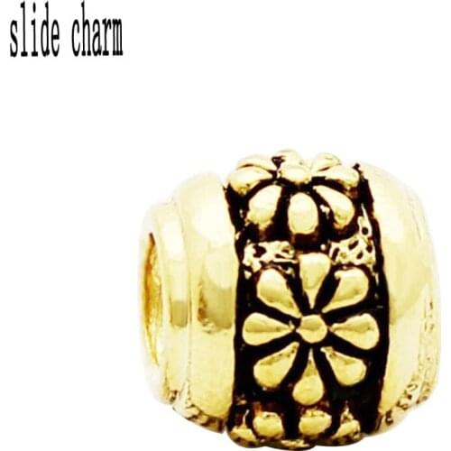 Free shipping slide charm Free shipping daisy flower charm beads Fit Pandora bracelet