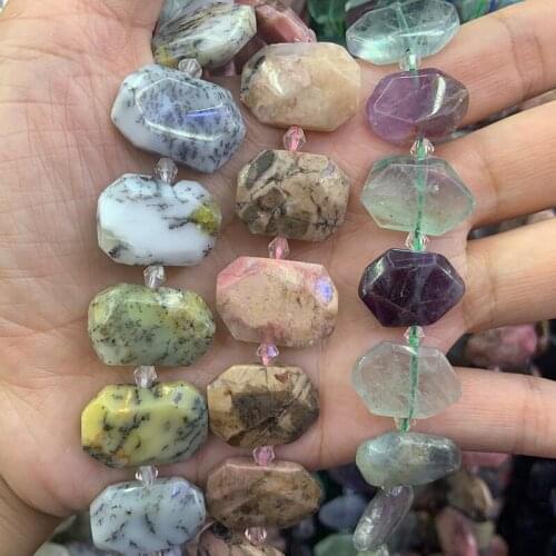 Natural Fluorite Rhodonite Moss Jasper Stone Beads 15'' Faceted Square DIY Loose Beads For Jewelry Making Beads Women Necklace