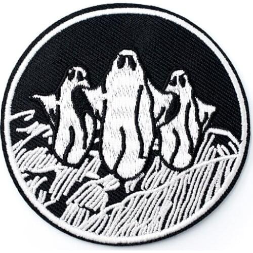 Black Penguin Size:7.2X7.2cm Cloth Patch Badge Embroidered Cute Badges Abstract Iron On Kids Patches For Clothes Stickers