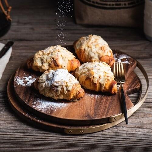 Wooden Round Chopping Block Retro Pizza Sushi Bread Tray With Handle Cutting Board Wood Food Plate Kitchen Photography Props